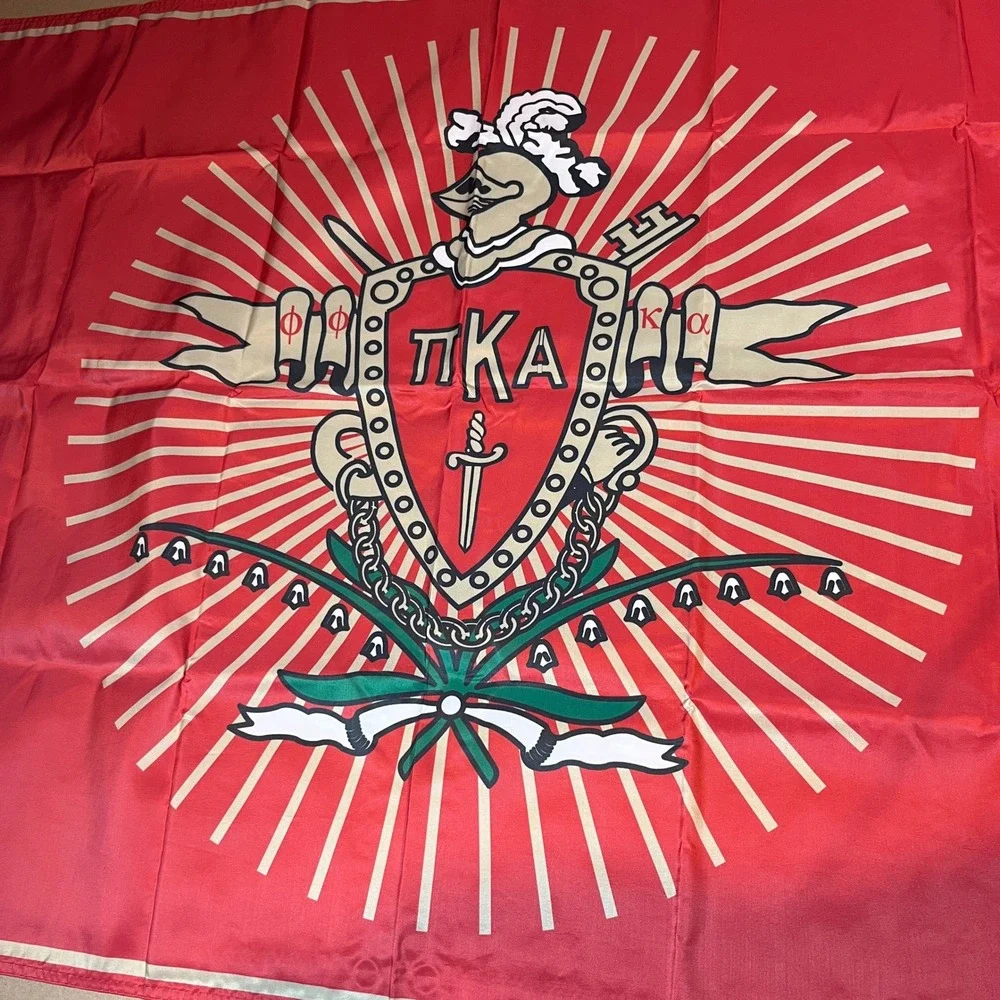 Pi Kappa Alpha Fraternity Flag 3x5 Red Gold Pikes Coat of Arms Greek Decor NEW